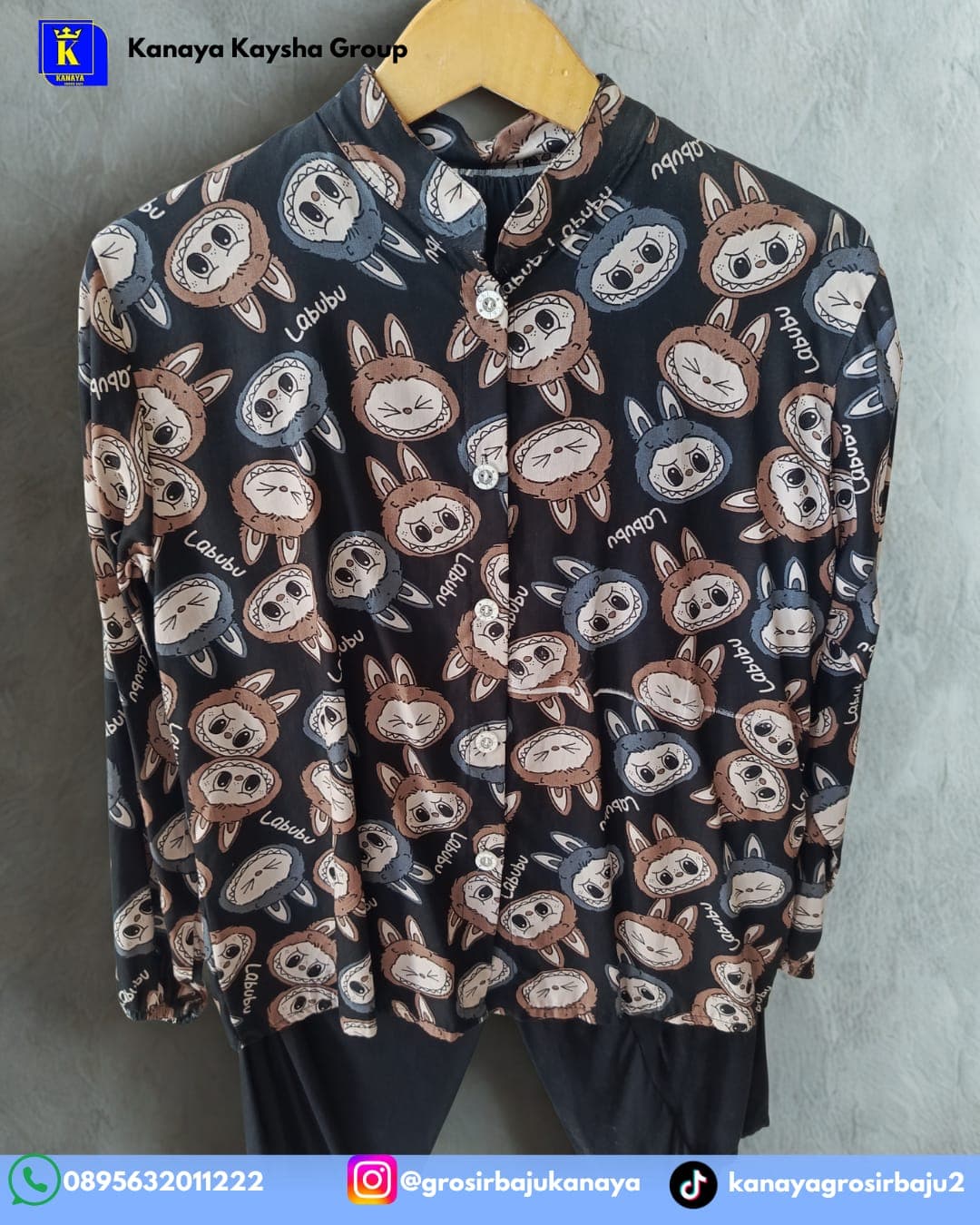 Setelan Celana Lisna Labubu Full Kancing